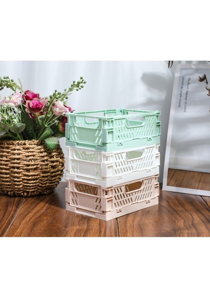 Raf Depolama Için Yeşil Mini Plastik Sepetler Organize, Dayanıklı ve Güvenilir Katlanır Depolama Kasası, Ev Mutfağı Için Ideal (Yurt Dışından)