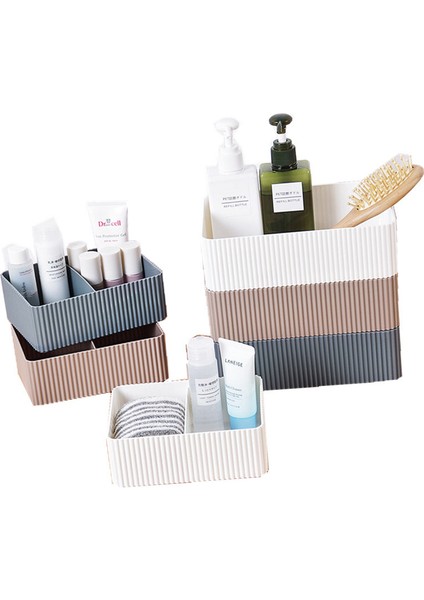 Gri L Plastik Makyaj Saklama Kutusu Banyo Kozmetik Organizatör Masaüstü Makyaj Takı Saklama Kutusu Çeşitli Eşyalar Masa Dolabı Konteyner (Yurt Dışından)