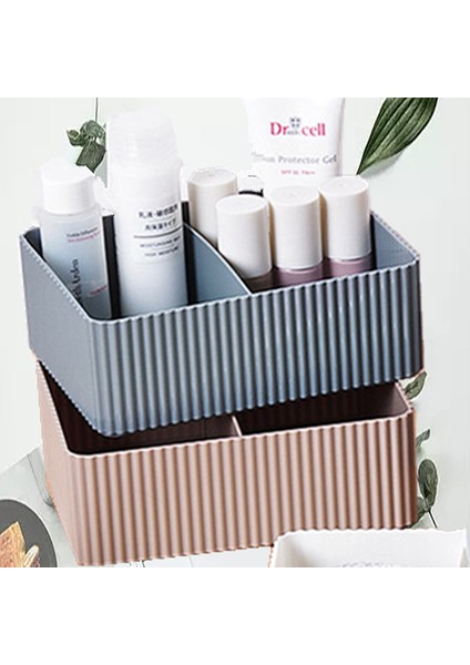 Gri L Plastik Makyaj Saklama Kutusu Banyo Kozmetik Organizatör Masaüstü Makyaj Takı Saklama Kutusu Çeşitli Eşyalar Masa Dolabı Konteyner (Yurt Dışından)