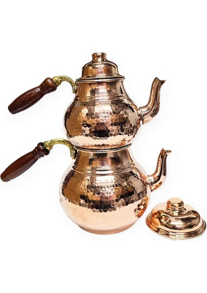 Bakır Çekiç Dövmeli Çaydanlık (Kalın Saç)