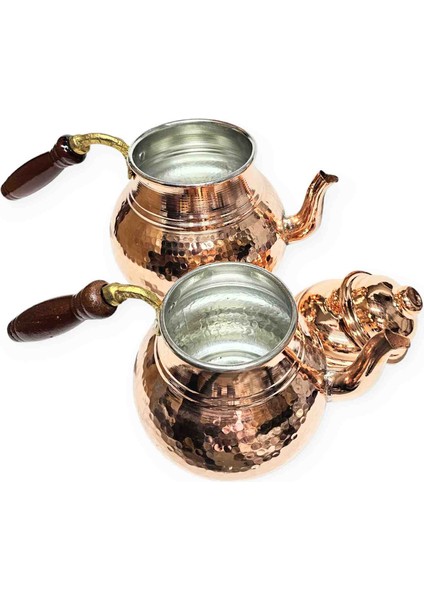 Bakır Çekiç Dövmeli Çaydanlık (Kalın Saç)