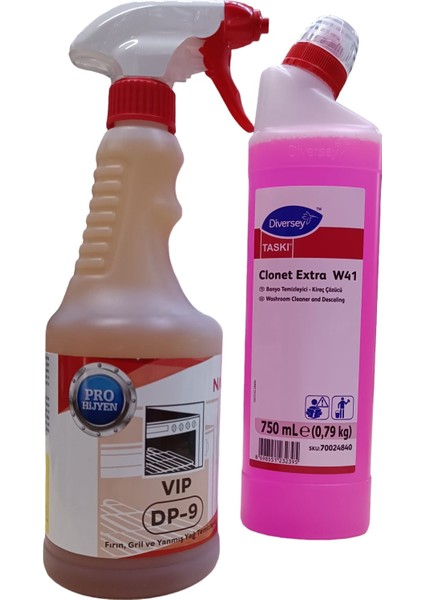 Pro Hijyen Nano Vıp Dp-9 Fırın, Grill, Ağır Yağ Temizleyici,yağçöz + Diversey Clonet W41 750 ml