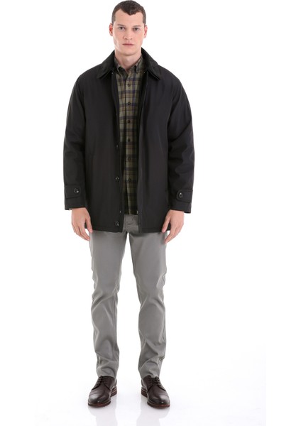 Siyah Slim Fit Bebe Yaka Basic Kaban fiyatları