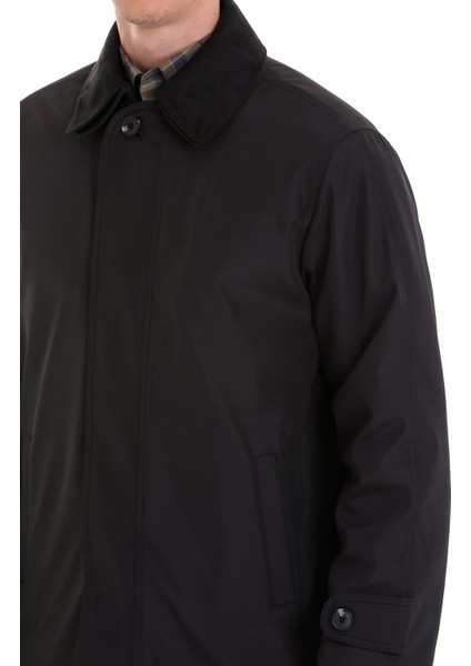 Siyah Slim Fit Bebe Yaka Basic Kaban indirimleri