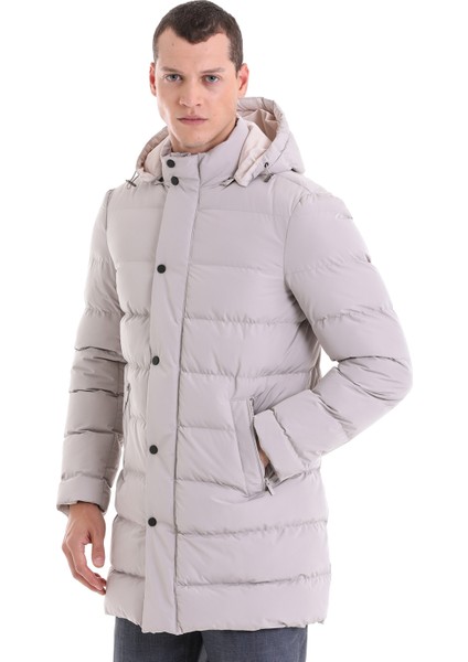 Taş Slim Fit Hakim Yaka Kapüşonlu Kaban