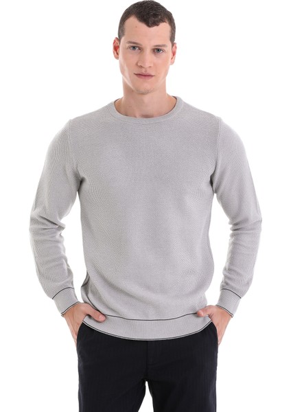Taş Comfort Fit Düz Pamuklu Bisiklet Yaka Triko Kazak