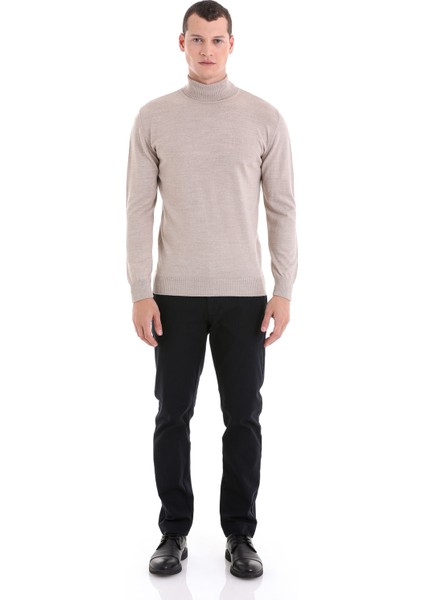 Bej Regular Fit Düz Balıkçı Yaka Yünlü Triko Kazak fiyatları