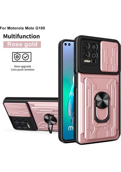 Motorola Moto G100 Için Zil Standı ve Kart Yuvalı Darbeye Dayanıklı Telefon Kılıfı (Yurt Dışından)
