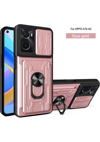 Oppo A76 4g Için Zil Standı ve Kart Yuvalı Darbeye Dayanıklı Telefon Kılıfı (Yurt Dışından)