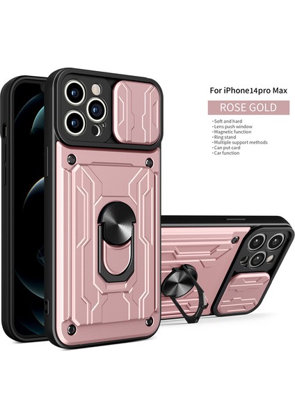 Iphone 14 Pro Max Için Zil Standı ve Kart Yuvalı Darbeye Dayanıklı Telefon Kılıfı (Yurt Dışından)