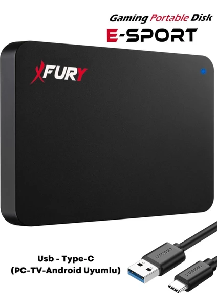 E-Sport 1 Tb Taşınabilir Disk - Taşınabilir Harddisk USB - Type-C (Pc-Tv-Android Uyumlu)