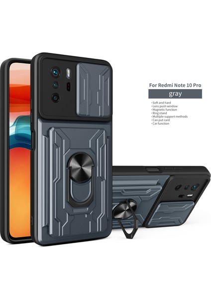 Xiaomi Redmi Note 10 Pro Için Zil Standı ve Kart Yuvası ile Darbeye Dayanıklı Telefon Kılıfı (Yurt Dışından)