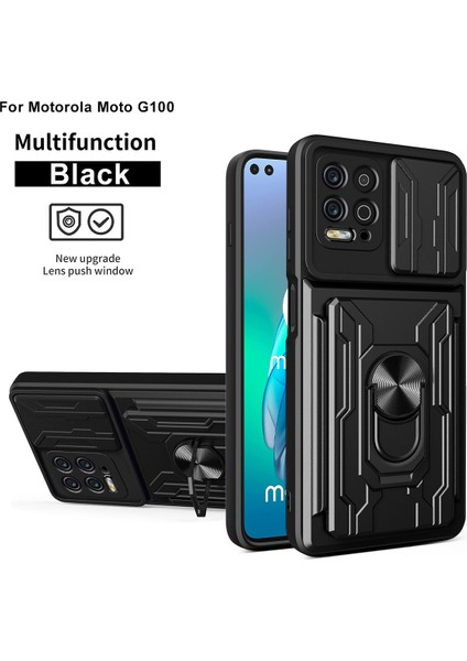 Motorola Moto G100 Için Zil Standı ve Kart Yuvalı Darbeye Dayanıklı Telefon Kılıfı (Yurt Dışından)