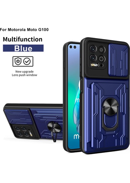 Motorola Moto G100 Için Zil Standı ve Kart Yuvalı Darbeye Dayanıklı Telefon Kılıfı (Yurt Dışından)