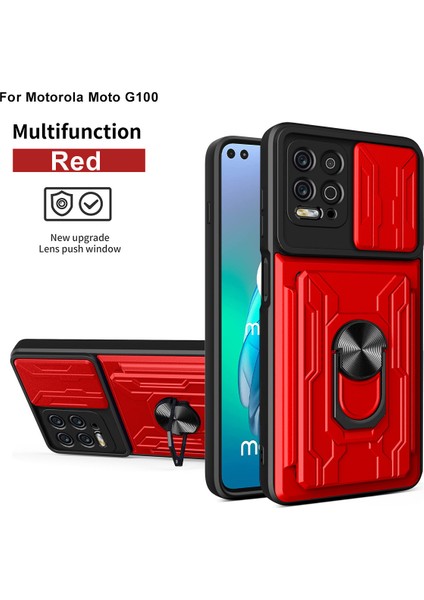 Motorola Moto G100 Için Zil Standı ve Kart Yuvalı Darbeye Dayanıklı Telefon Kılıfı (Yurt Dışından)