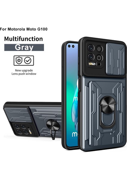 Motorola Moto G100 Için Zil Standı ve Kart Yuvalı Darbeye Dayanıklı Telefon Kılıfı (Yurt Dışından)