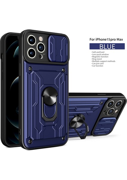 Iphone 15 Pro Max Için Zil Standı ve Kart Yuvalı Darbeye Dayanıklı Telefon Kılıfı (Yurt Dışından)