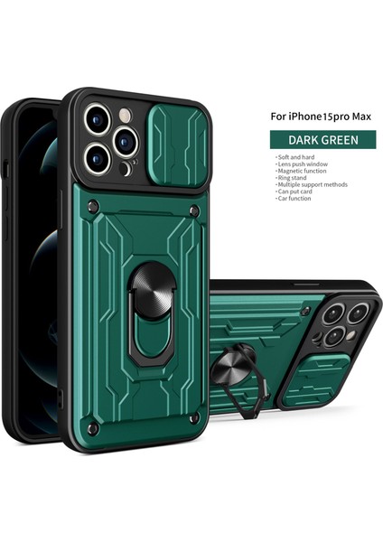 Iphone 15 Pro Max Için Zil Standı ve Kart Yuvalı Darbeye Dayanıklı Telefon Kılıfı (Yurt Dışından)