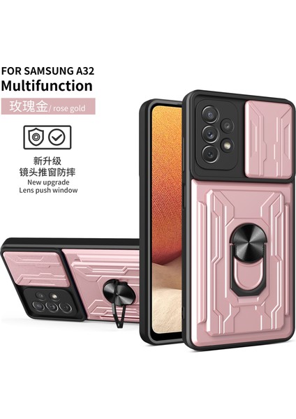 Samsung Galaxy A32 4g Darbeye Dayanıklı Telefon Kılıfı, Zil Standı ve Kart Yuvası Için (Yurt Dışından)