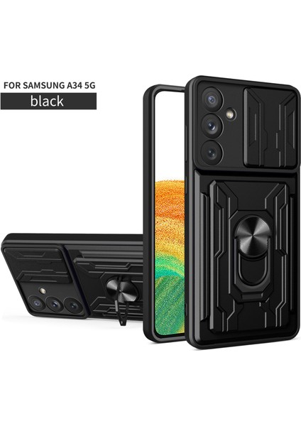 Samsung Galaxy A34 5g Darbeye Dayanıklı Telefon Kılıfı, Zil Standı ve Kart Yuvası Için (Yurt Dışından)