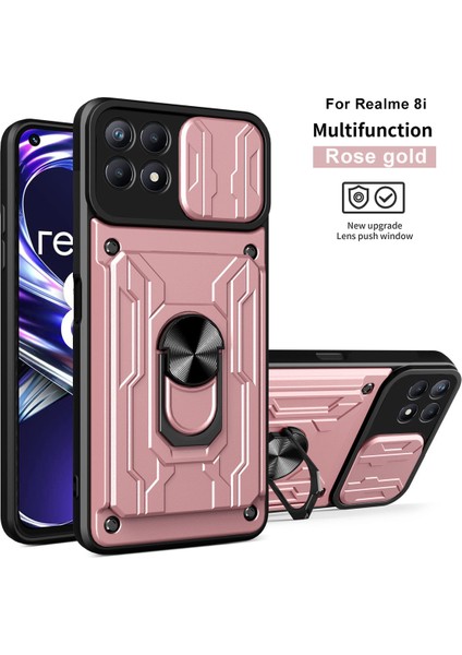 Oppo Realme 8i Için Zil Standı ve Kart Yuvalı Darbeye Dayanıklı Telefon Kılıfı (Yurt Dışından)