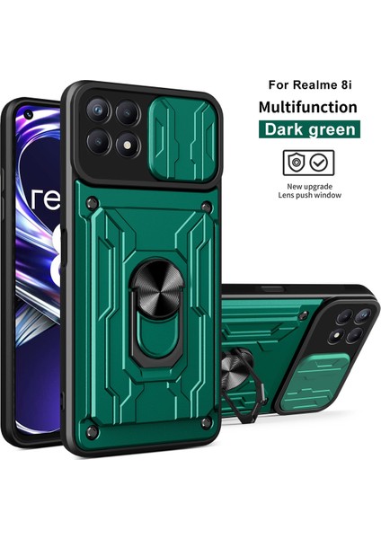 Oppo Realme 8i Için Zil Standı ve Kart Yuvalı Darbeye Dayanıklı Telefon Kılıfı (Yurt Dışından)