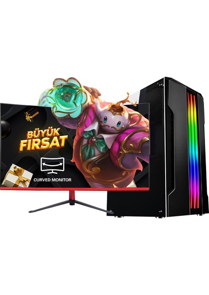 RG540-1010 Plus I5 4570 16RAM 480SSD RX550 23.6 Curved Monitör Oyuncu Bilgisayarı