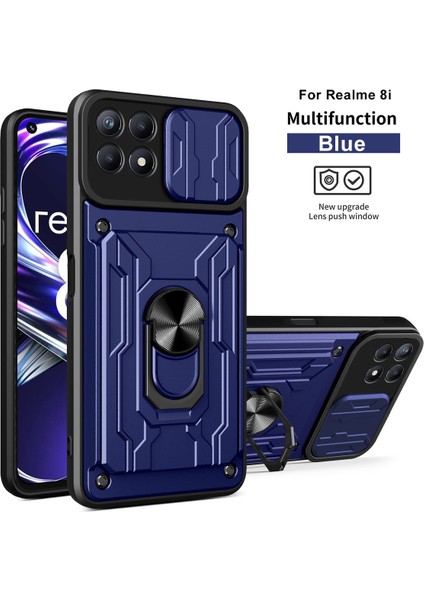 Oppo Realme 8i Için Zil Standı ve Kart Yuvalı Darbeye Dayanıklı Telefon Kılıfı (Yurt Dışından)
