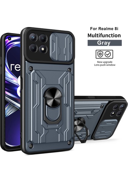 Oppo Realme 8i Için Zil Standı ve Kart Yuvalı Darbeye Dayanıklı Telefon Kılıfı (Yurt Dışından)