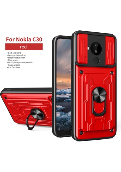 Nokia C30 Için Zil Standı ve Kart Yuvalı Darbeye Dayanıklı Telefon Kılıfı (Yurt Dışından)