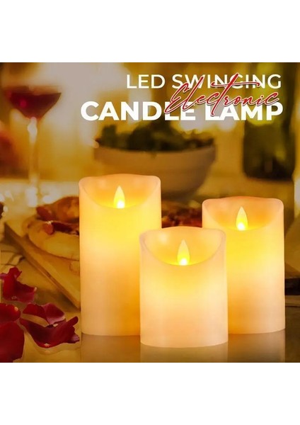 LED Mum Titreyen Tealight Işıklı Alevsiz Büyük Boy 3lü Kumandalı Set