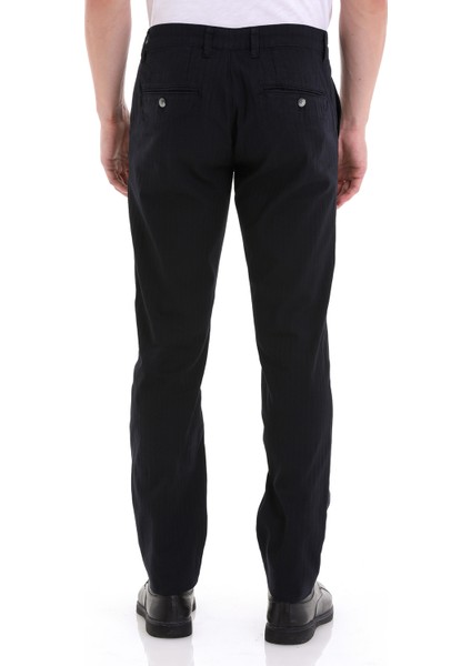 Lacivert Dinamik Fit Desenli Pamuklu Yandan Cep Kanvas Pantolon indirimleri