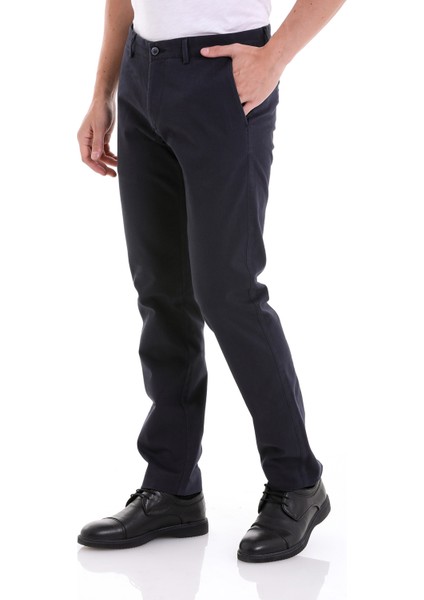 Lacivert Regular Fit Düz Yandan Cepli Basic Kanvas Pantolon