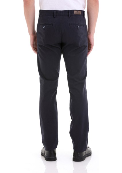 Lacivert Regular Fit Düz Yandan Cepli Basic Kanvas Pantolon