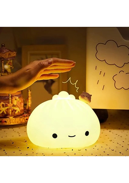 Bun Sevimli LED Gece Lambası Karikatür Hamur Çocuklar Için Yatak Odası Tatil Ev Dekorasyon Yumuşak Lamba Noel Çocuk Hediyeler (Yurt Dışından) modelleri