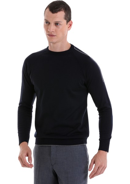 Lacivert Regular Fit Jakarlı Bisiklet Yaka Yünlü Triko Kazak fırsatları