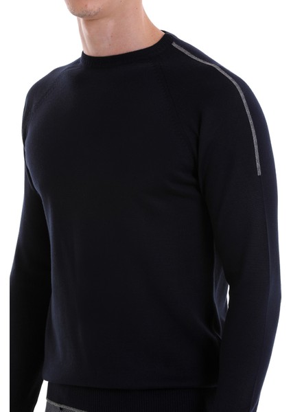 Lacivert Regular Fit Jakarlı Bisiklet Yaka Yünlü Triko Kazak indirimleri