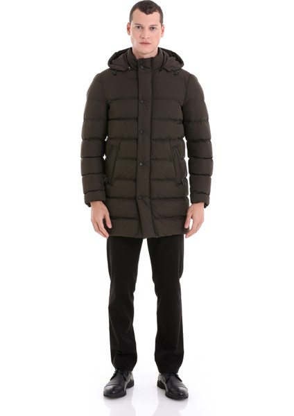 Haki Slim Fit Hakim Yaka Kapüşonlu Kaban fiyatları