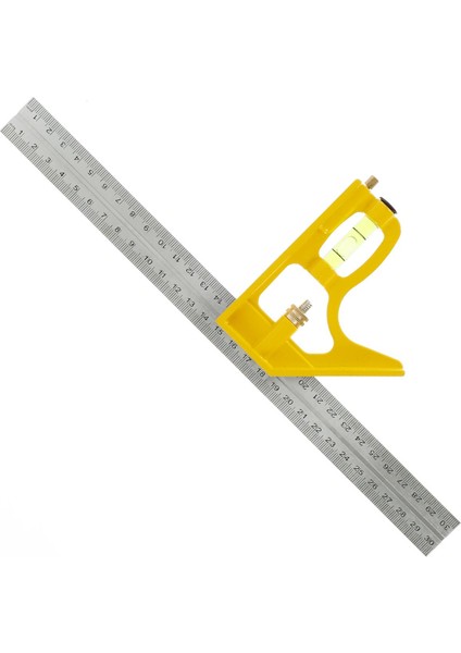 300MM Ayarlanabilir Kombinasyon Kare Açı Cetvel Diy Hassas Ağaç Işleme Cetveli Marangoz Ools Paslanmaz Çelik Ölçme Ools Rengi: Sarı Taban 300MM (A10D09) (Yurt Dışından)
