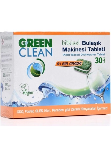 Green Clean Organik Bitkisel Bulaşık Makinesi Tablet 30 Adet x 2 Adet