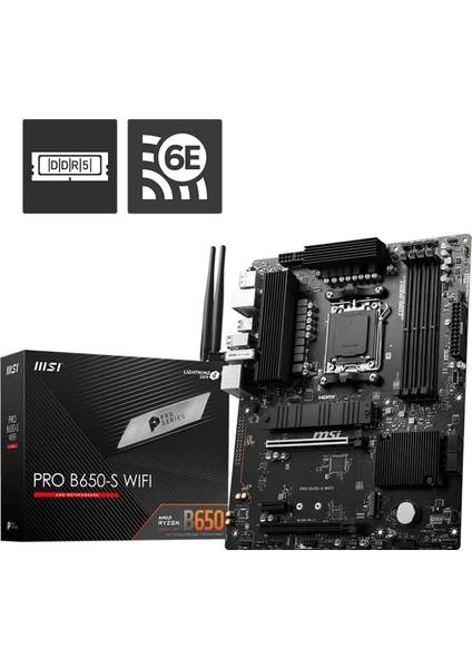 MB PRO B650-S WIFI AM5 DDR5 7200MHZ(OC) HDMI DP M.2 USB3.2 2.5G LAN WI-FI 6E ATX