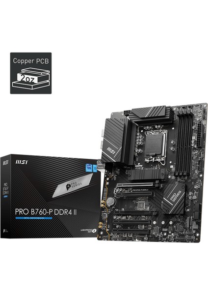 MB PRO B760-P DDR4 II SOKET 1700 DDR4 5333(OC) PCI-E M.2 USB3.2 HDMI DP 1x 2.5G LAN ATX