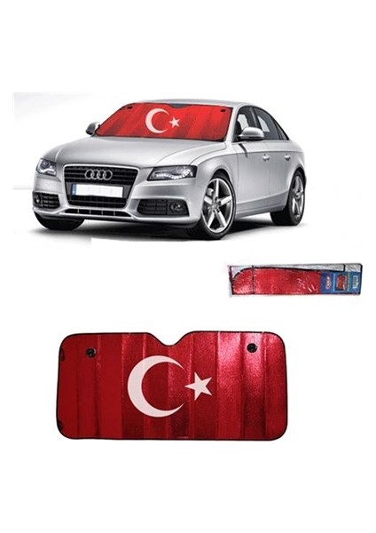 Türk Bayraklı 1. Kalite Metalize Güneşlik Balonlu 60X130 Cm