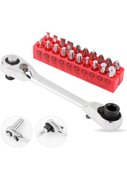 Mini 1/4 Inç Çift Uçlu Hızlı Soket Cırcır Anahtarı Çubuk Tornavida Bit Aracı (Yurt Dışından)