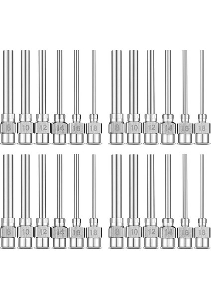 24 Parça Dağıtım Iğnesi 1 Inç Paslanmaz Çelik Künt Uçlu Luer Lock Künt Iğneler (8,10,12,14,16,18GAUGE) (Yurt Dışından)