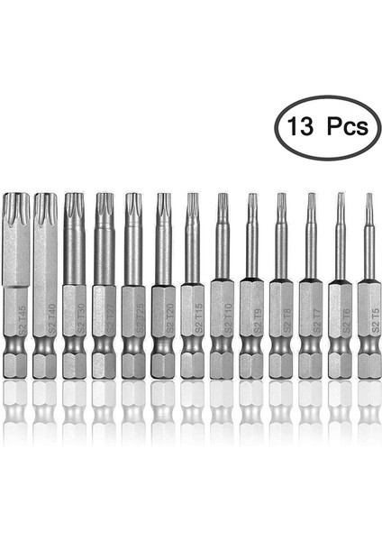 Tornavida Uçları-1set 13 Boyut 50MM Torx Başlı Tornavida Uçları-Gümüş (Yurt Dışından)