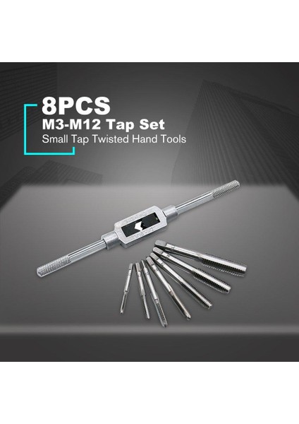 Te 8pcs M3-M12 Musluk Seti Küçük Musluk Bükülmüş El Aletleri Vida Konu Fişler Musluklar Gümüş (Yurt Dışından) modelleri
