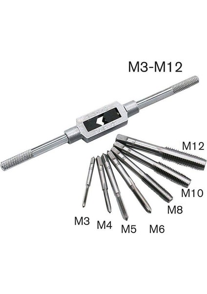 Te 8pcs M3-M12 Musluk Seti Küçük Musluk Bükülmüş El Aletleri Vida Konu Fişler Musluklar Gümüş (Yurt Dışından) fırsatları