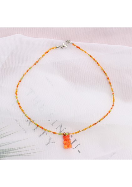 2022 Moda Koreli Kadın Boho Ayı Kolye Gerdanlık Renkli Kısa Zincirli Boncuk Yaka Kadın El Yapımı Kolye Takı Hediye (Yurt Dışından) modelleri