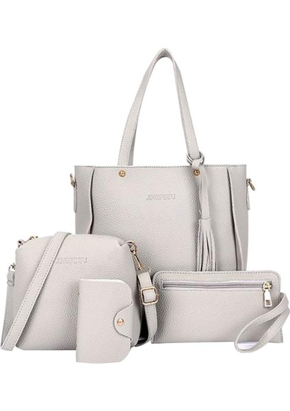 Yaz Yeni 4'lü Paket Kadın Cüzdan ve Çanta Seti Düz Renk Pu Deri Satchel Çanta Omuz Çantası Çanta Trendy Basit Mektup Çanta (Yurt Dışından) fiyatları